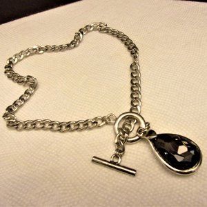 Black Rhinestone Whimsigoth Chain Choker '90s Punk Grunge Unisex Necklace